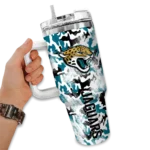 custom jacksonville jaguars camo mashup teal white curved tumbler best selling.webp
