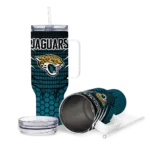 custom jacksonville jaguars hex texture teal curved tumbler best selling.webp