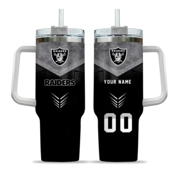 custom las vegas raiders arrow armor black curved tumbler best selling.webp