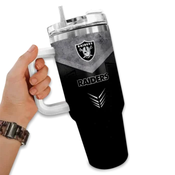 custom las vegas raiders arrow armor black curved tumbler fashion forward.webp