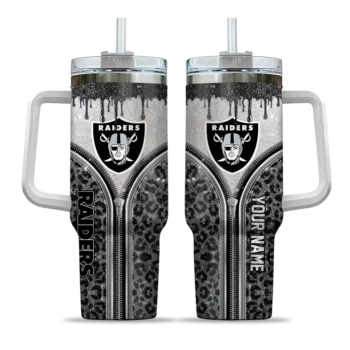 custom las vegas raiders leopard zipper black curved tumbler best selling.webp