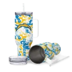 custom los angeles chargers camo mashup blue white curved tumbler best selling.webp