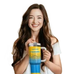 custom los angeles chargers gradient dots blue curved tumbler best selling.webp