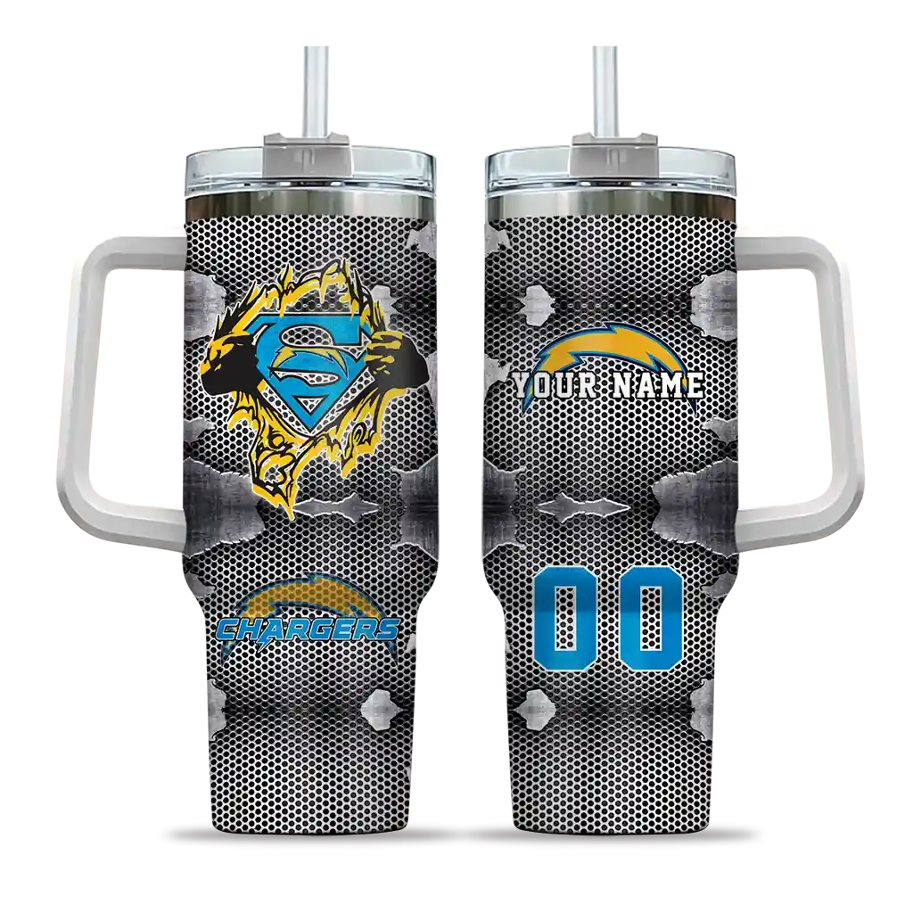 custom los angeles chargers superman shield blue gray curved tumbler best selling.webp custom los angeles chargers superman shield blue gray curved tumbler best selling.webp