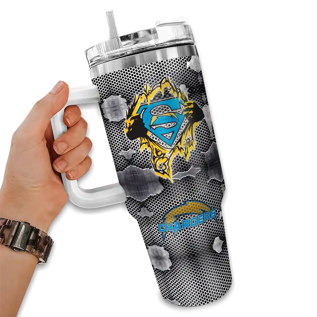 custom los angeles chargers superman shield blue gray curved tumbler fashion forward.webp custom los angeles chargers superman shield blue gray curved tumbler fashion forward.webp