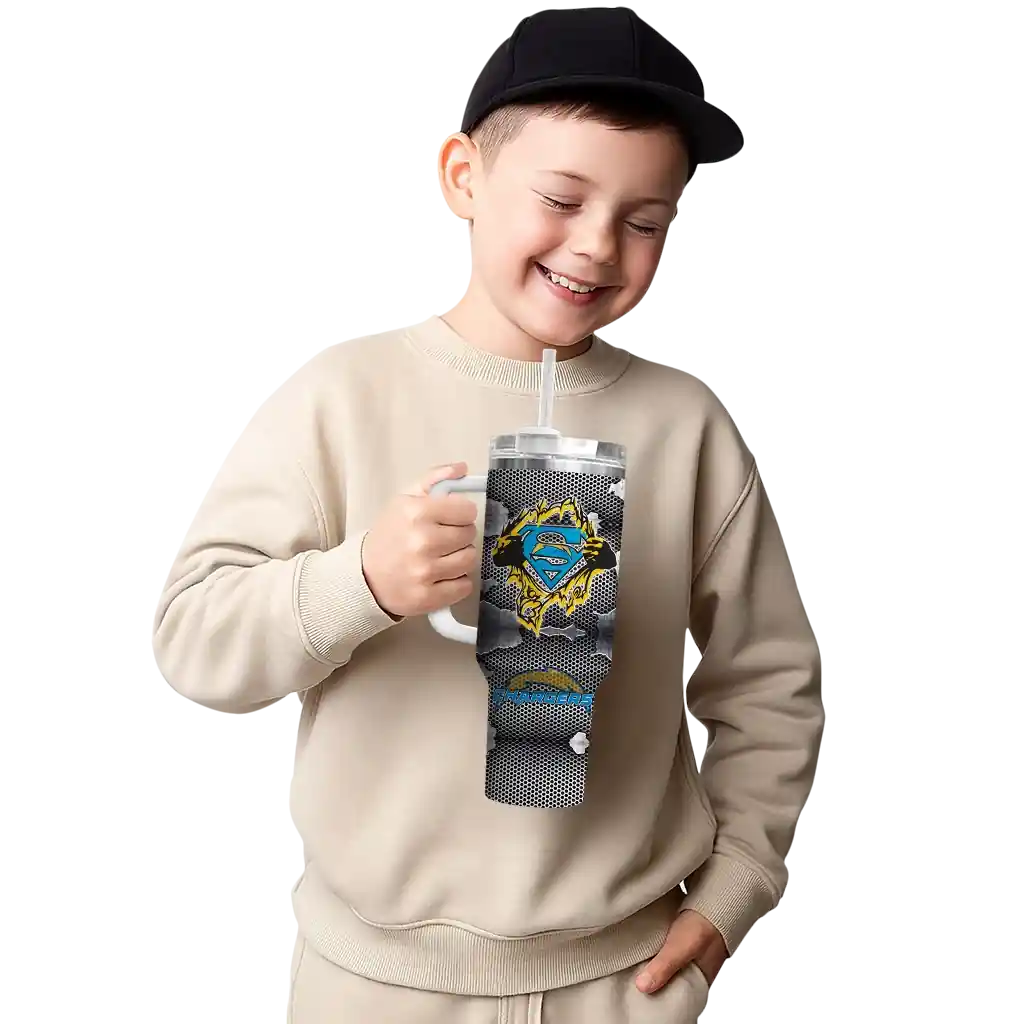 custom los angeles chargers superman shield blue gray curved tumbler latest model.webp custom los angeles chargers superman shield blue gray curved tumbler latest model.webp