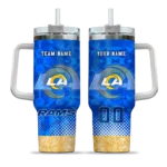 custom los angeles rams geometric prism blue curved tumbler best selling.webp