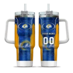 custom los angeles rams hexagon armor blue curved tumbler best selling.webp