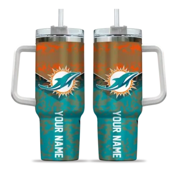 custom miami dolphins chevron stripe aqua curved tumbler best selling.webp