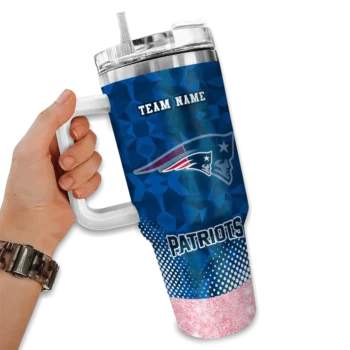 custom new england patriots geometric prism blue curved tumbler fashion forward.webp