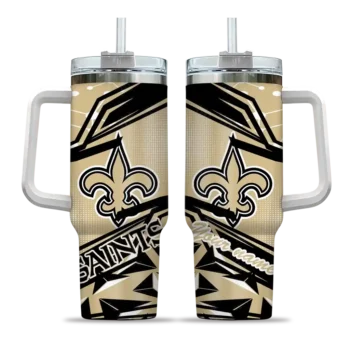 custom new orleans saints abstract paths gold curved tumbler best selling.webp