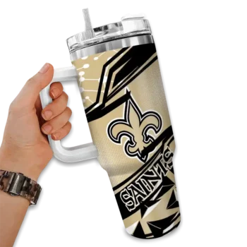 custom new orleans saints abstract paths gold curved tumbler fashion forward.webp