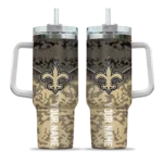 custom new orleans saints chevron stripe gold curved tumbler best selling.webp