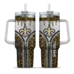 custom new orleans saints leopard zipper gold curved tumbler best selling.webp