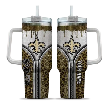 custom new orleans saints leopard zipper gold curved tumbler best selling.webp