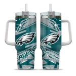 custom philadelphia eagles abstract paths green curved tumbler best selling.webp
