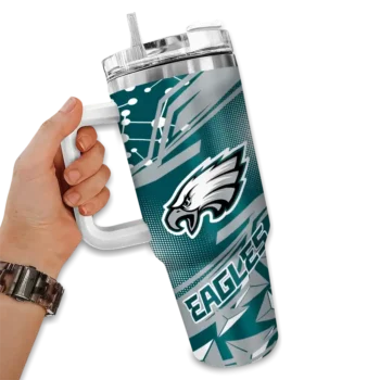 custom philadelphia eagles abstract paths green curved tumbler fashion forward.webp
