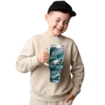 custom philadelphia eagles abstract paths green curved tumbler best selling.webp