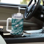 custom philadelphia eagles abstract paths green curved tumbler best selling.webp