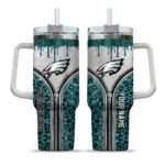 custom philadelphia eagles leopard zipper green curved tumbler best selling.webp
