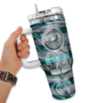 custom philadelphia eagles marbled stripes green curved tumbler best selling.webp