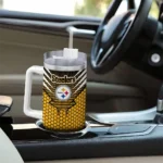 custom pittsburgh steelers hex texture gold curved tumbler best selling.webp