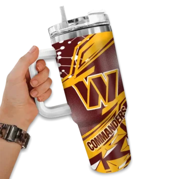 custom washington commanders abstract paths burgundy curved tumbler fashion forward.webp