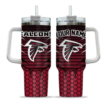 customized atlanta falcons hex texture red curved tumbler best selling.webp