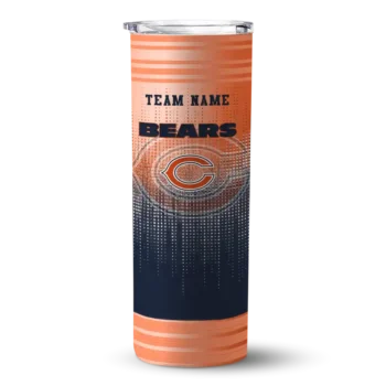 customized chicago bears swirl texture blue skinny tumbler best selling.webp