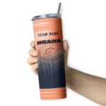 customized chicago bears swirl texture blue skinny tumbler best selling.webp