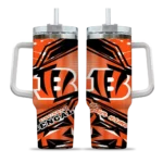 customized cincinnati bengals abstract paths orange curved tumbler best selling.webp