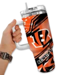 customized cincinnati bengals abstract paths orange curved tumbler best selling.webp