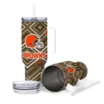 customized cleveland browns bold diamonds brown curved tumbler best selling.webp