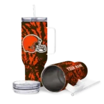 customized cleveland browns burst swirl brown curved tumbler best selling.webp
