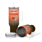 customized cleveland browns gradient dots brown curved tumbler best selling.webp