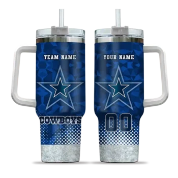 customized dallas cowboys geometric prism blue curved tumbler best selling.webp