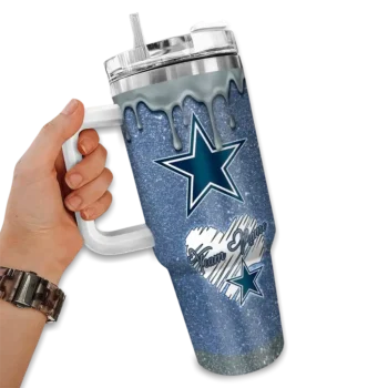 customized dallas cowboys heart helmet motif blue curved tumbler fashion forward.webp