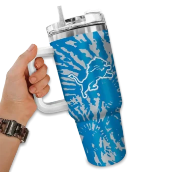 customized detroit lions burst swirl blue curved tumbler fashion forward.webp