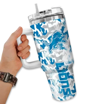 customized detroit lions camo mashup blue white curved tumbler fashion forward.webp