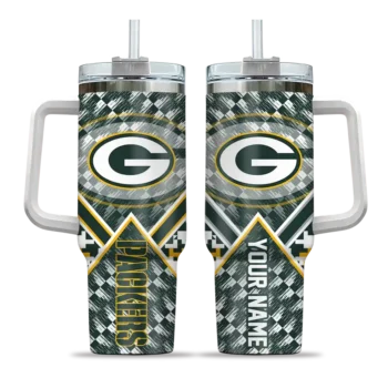 customized green bay packers chevron angle green curved tumbler best selling.webp