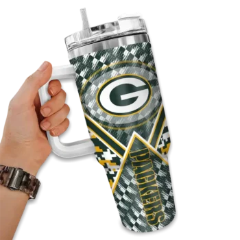customized green bay packers chevron angle green curved tumbler fashion forward.webp