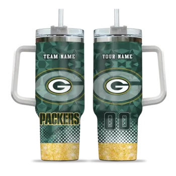 customized green bay packers geometric prism green curved tumbler best selling.webp