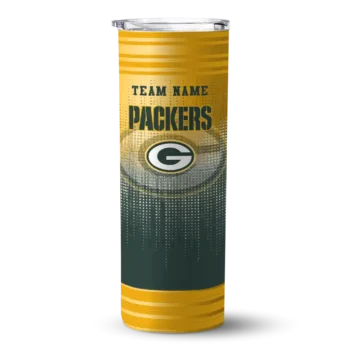 customized green bay packers swirl texture green skinny tumbler best selling.webp