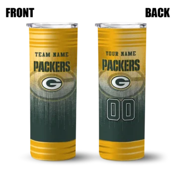 customized green bay packers swirl texture green skinny tumbler fashion forward.webp