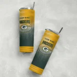 customized green bay packers swirl texture green skinny tumbler best selling.webp