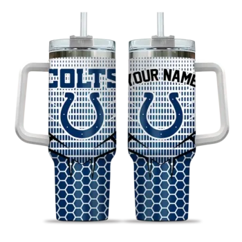 customized indianapolis colts hex texture blue curved tumbler best selling.webp