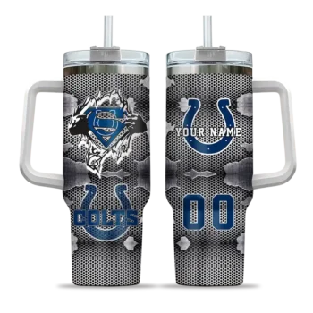 customized indianapolis colts superman shield blue gray curved tumbler best selling.webp