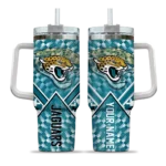customized jacksonville jaguars chevron angle teal curved tumbler best selling.webp