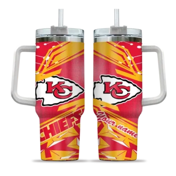 customized kansas city chiefs abstract paths red curved tumbler best selling.webp