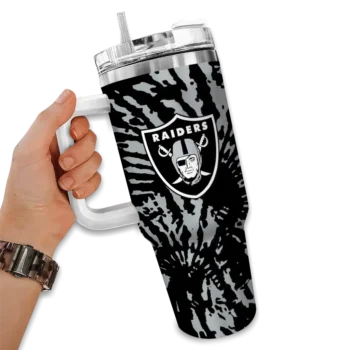 customized las vegas raiders burst swirl black curved tumbler fashion forward.webp